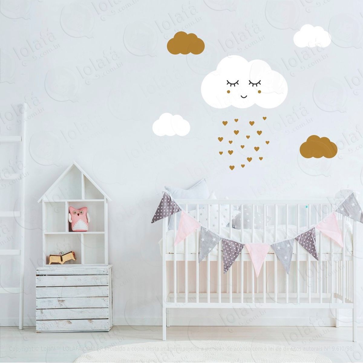 nuvem com rostinho adesivos para quarto de bebê mod:919