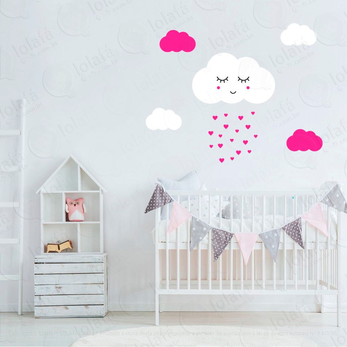 nuvem com rostinho adesivos para quarto de bebê mod:920