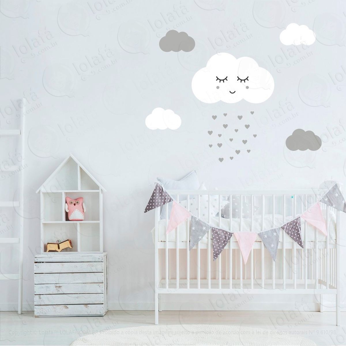 nuvem com rostinho adesivos para quarto de bebê mod:922