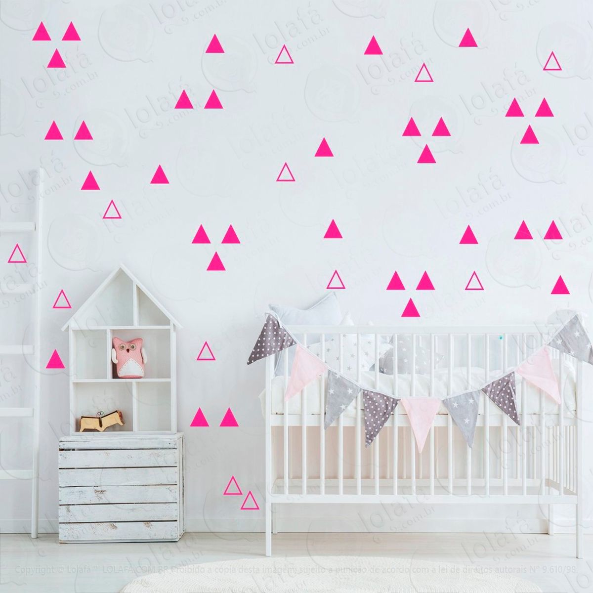 triângulos adesivos para quarto de bebê mod:925