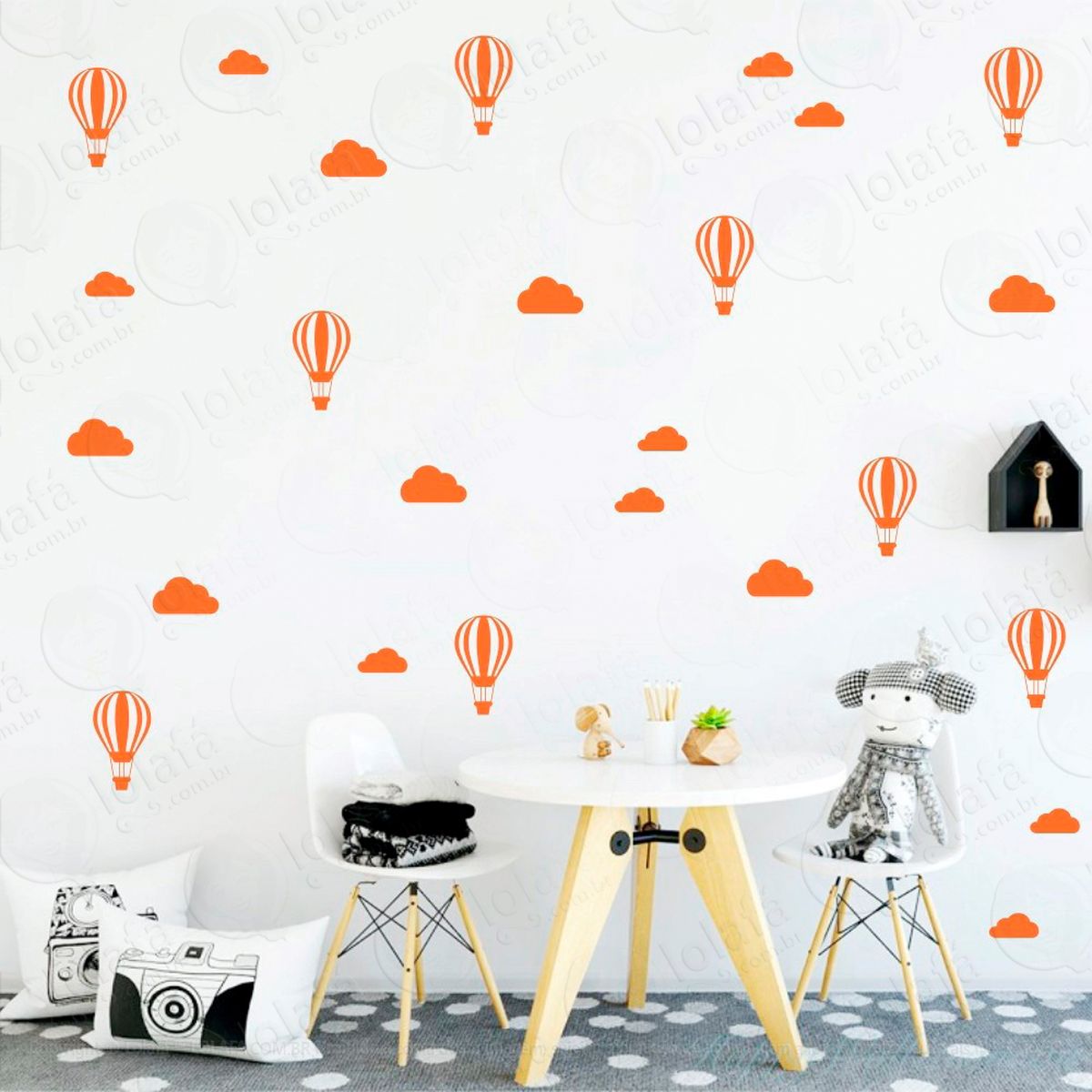 nuvens e balões adesivos para quarto de bebê mod:955