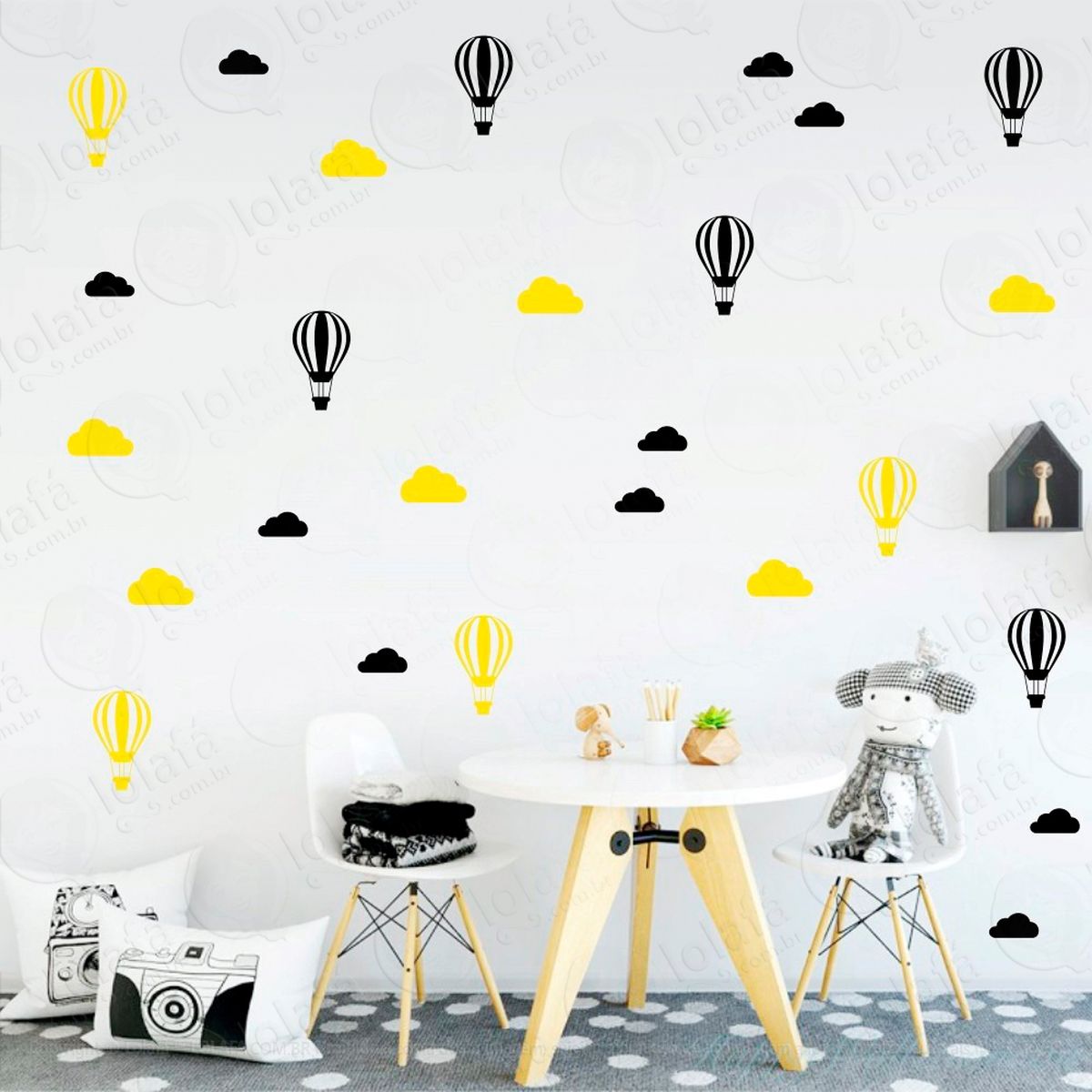 nuvens e balões adesivos para quarto de bebê mod:958