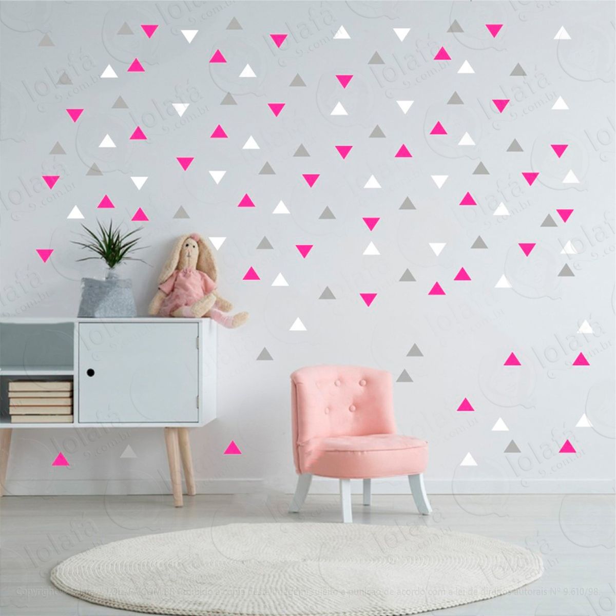 Adesivos Triângulos 432 Peças Adesivos para Quarto de Bebê Infantil - Mod:959