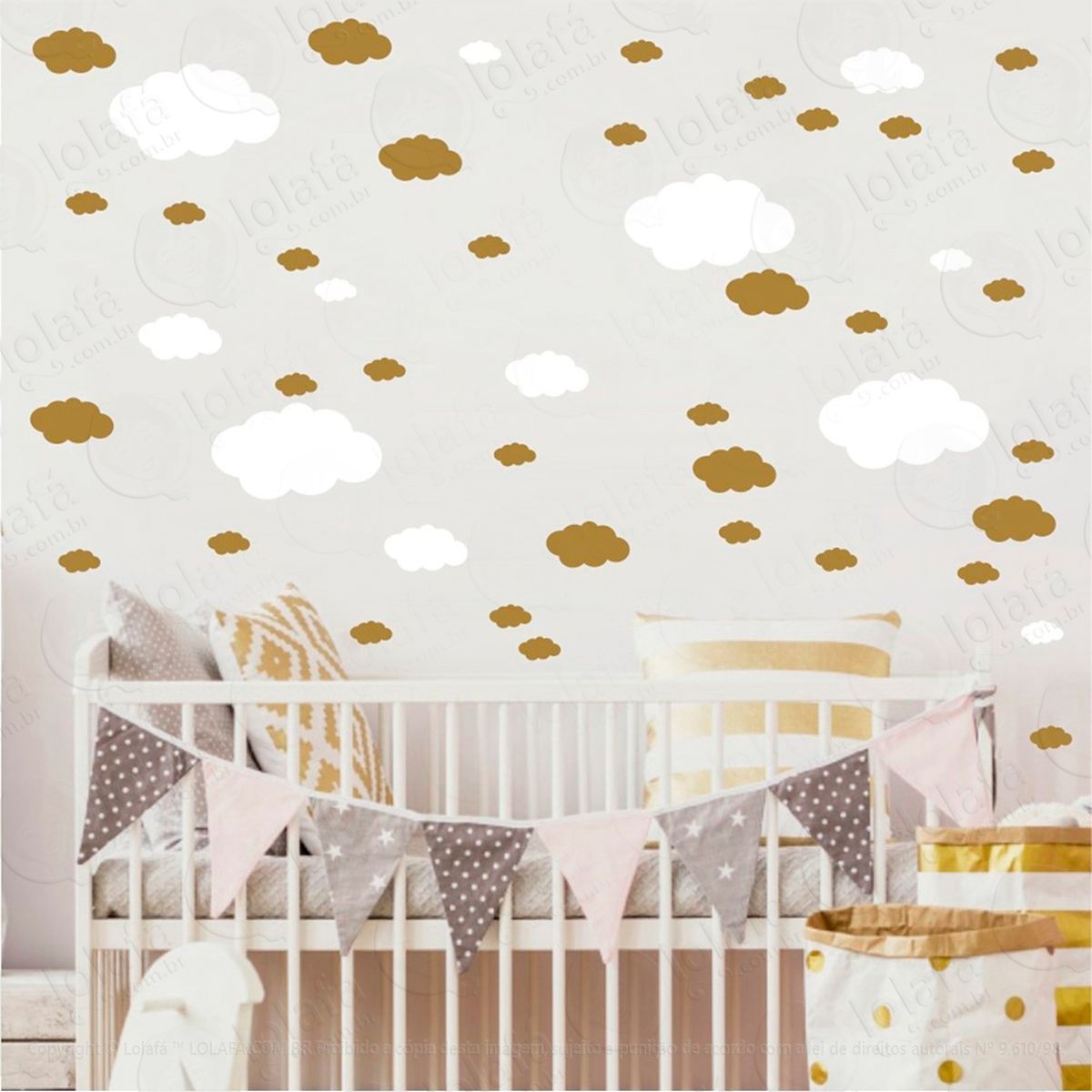 Adesivos Nuvens 62 Peças Adesivos para Quarto de Bebê Infantil - Mod:980
