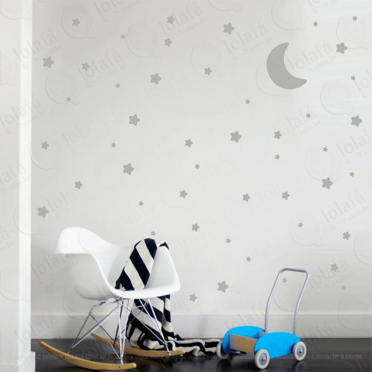 lua e estrelas adesivos para quarto de bebê mod:988