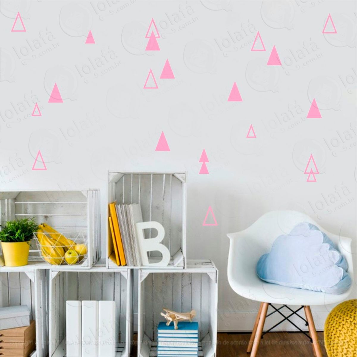 triângulos adesivos para quarto de bebê mod:989