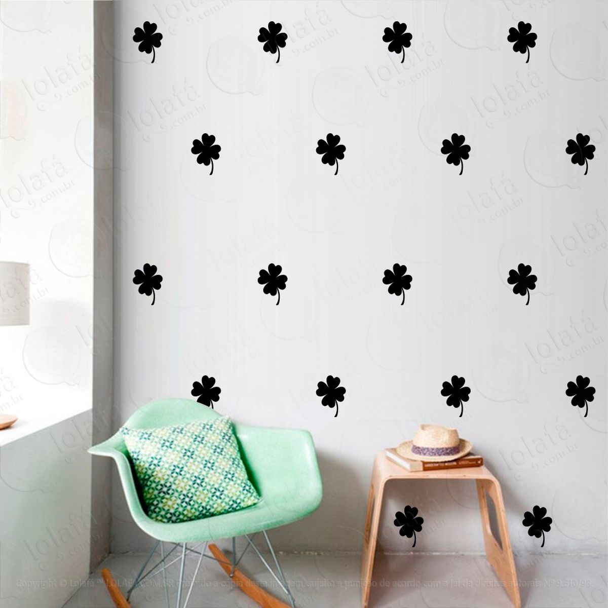 adesivos trevo da sorte 64 peças adesivos para quarto de bebê infantil mod:994
