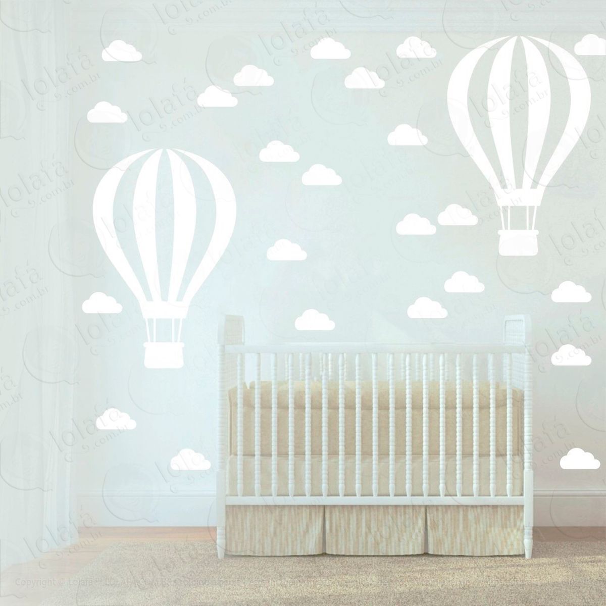 balão e nuvens adesivos para quarto de bebê mod:1004