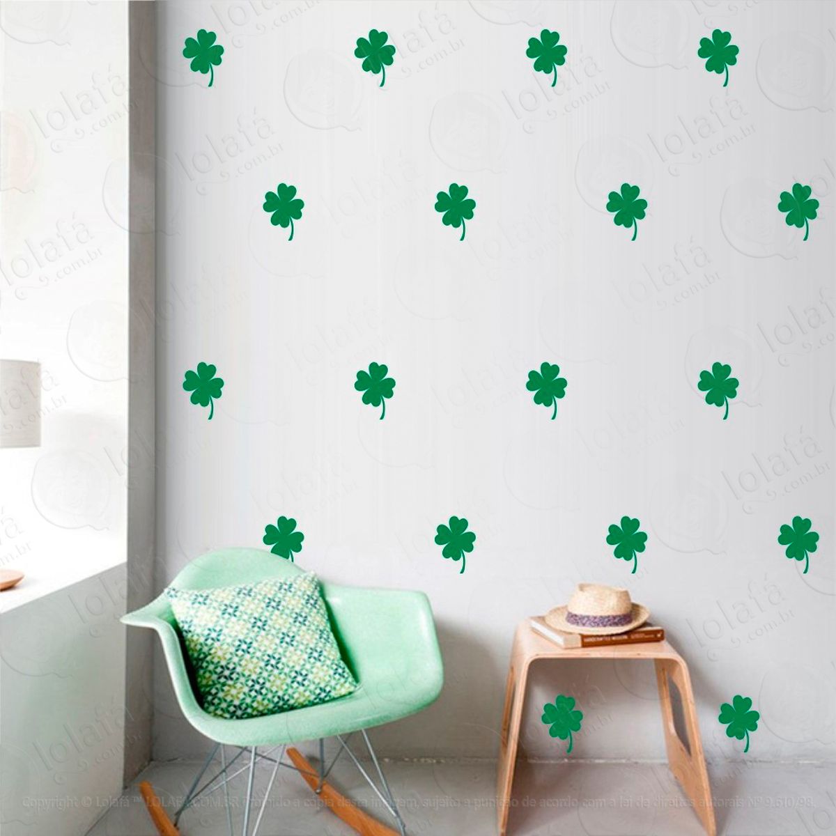 adesivos trevo da sorte 64 peças adesivos para quarto de bebê infantil mod:1017