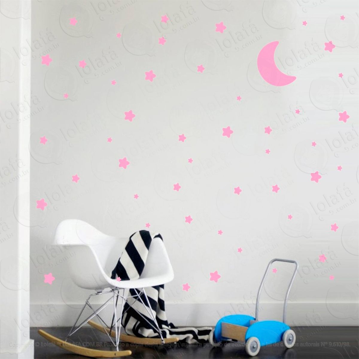lua e estrelas adesivos para quarto de bebê mod:1037