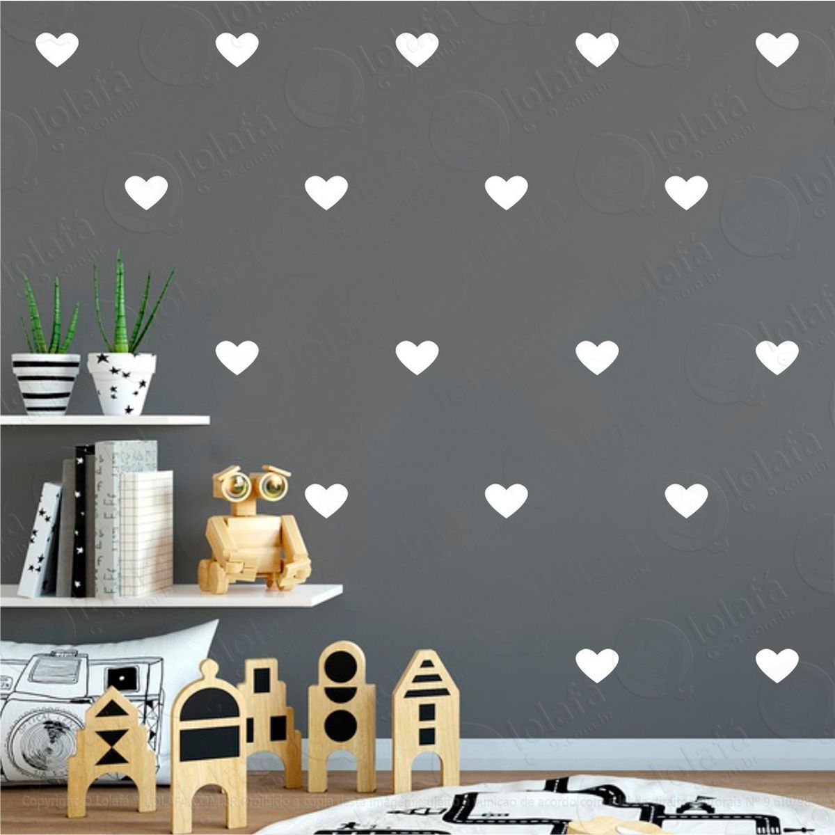 corações adesivos para quarto de bebê mod:1039