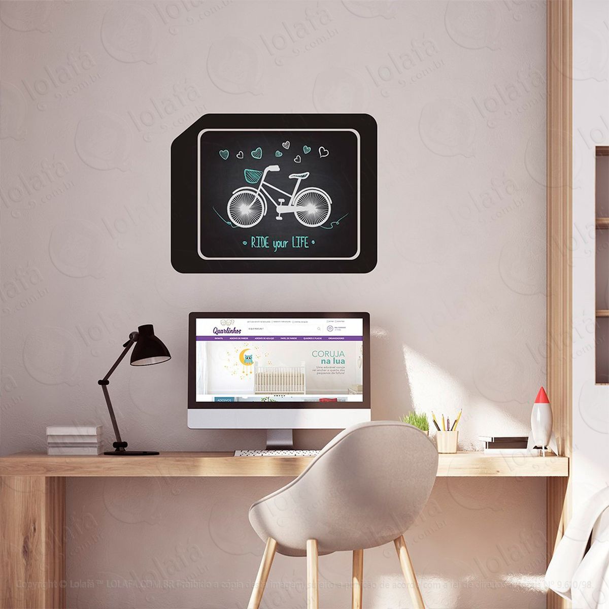 moldura adesivo lousa quadro negro de parede para escrever com giz mod:95