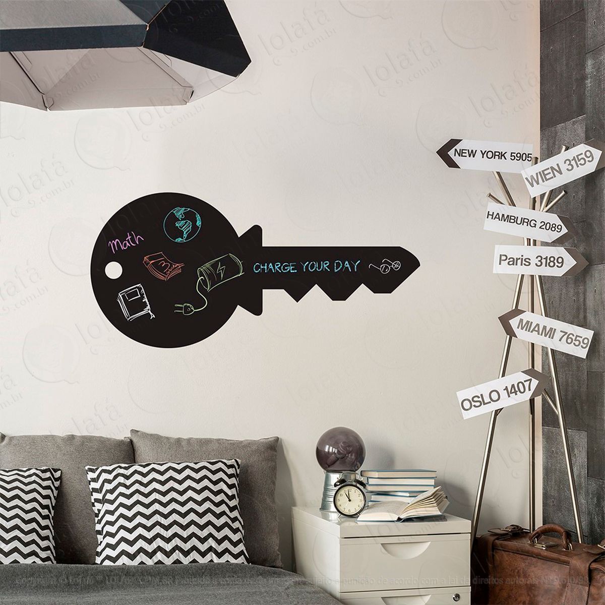 chave adesivo lousa quadro negro de parede para escrever com giz mod:109