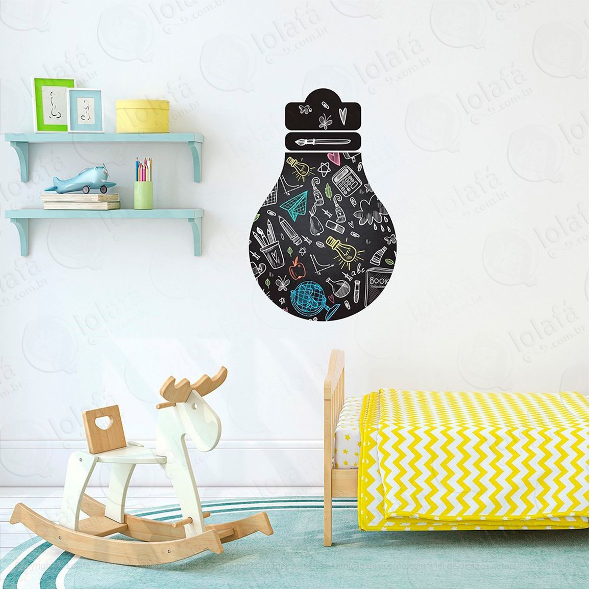 lâmpada adesivo lousa quadro negro de parede para escrever com giz mod:126
