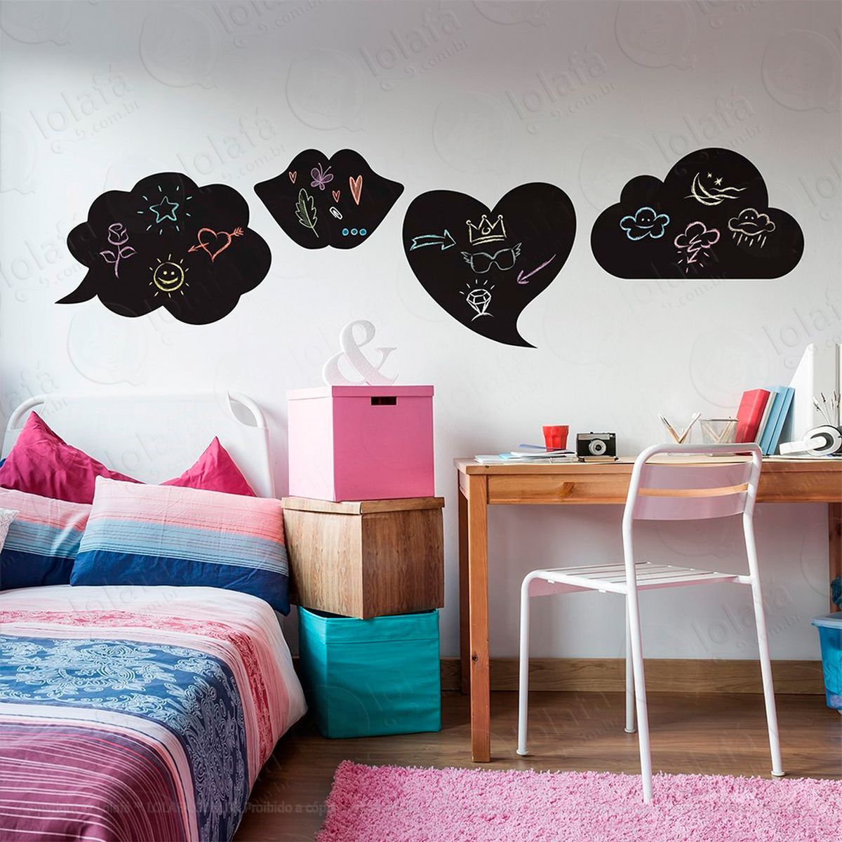 Figuras Adesivo Lousa Quadro Negro de Parede para Escrever com Giz - Mod:128