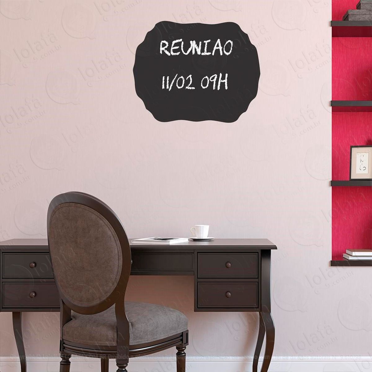 moldura adesivo lousa quadro negro de parede para escrever com giz mod:299
