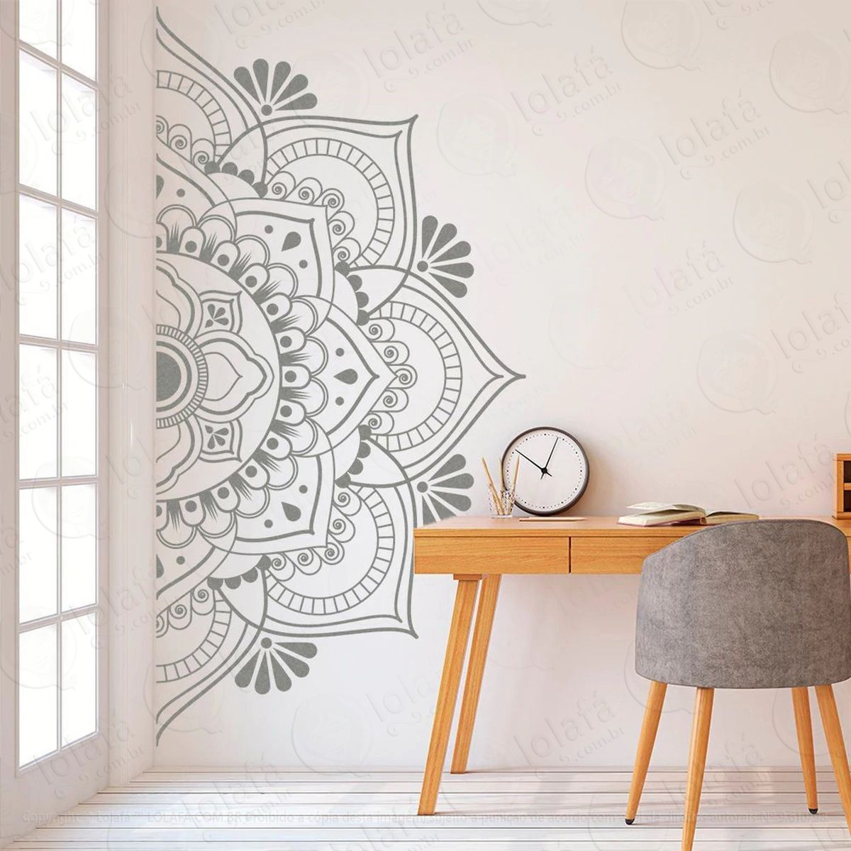 mandala para cultivar a sabedoria adesivo de parede decorativo para casa, quarto, sala e vidro mod:18