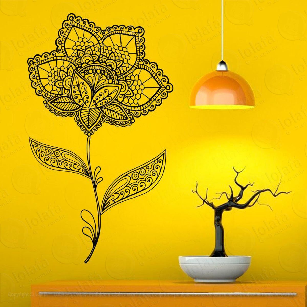 Mandala Floral para Atrair Alegria Adesivo de Parede Decorativo para Casa, Quarto, Sala e Vidro - Mod:164