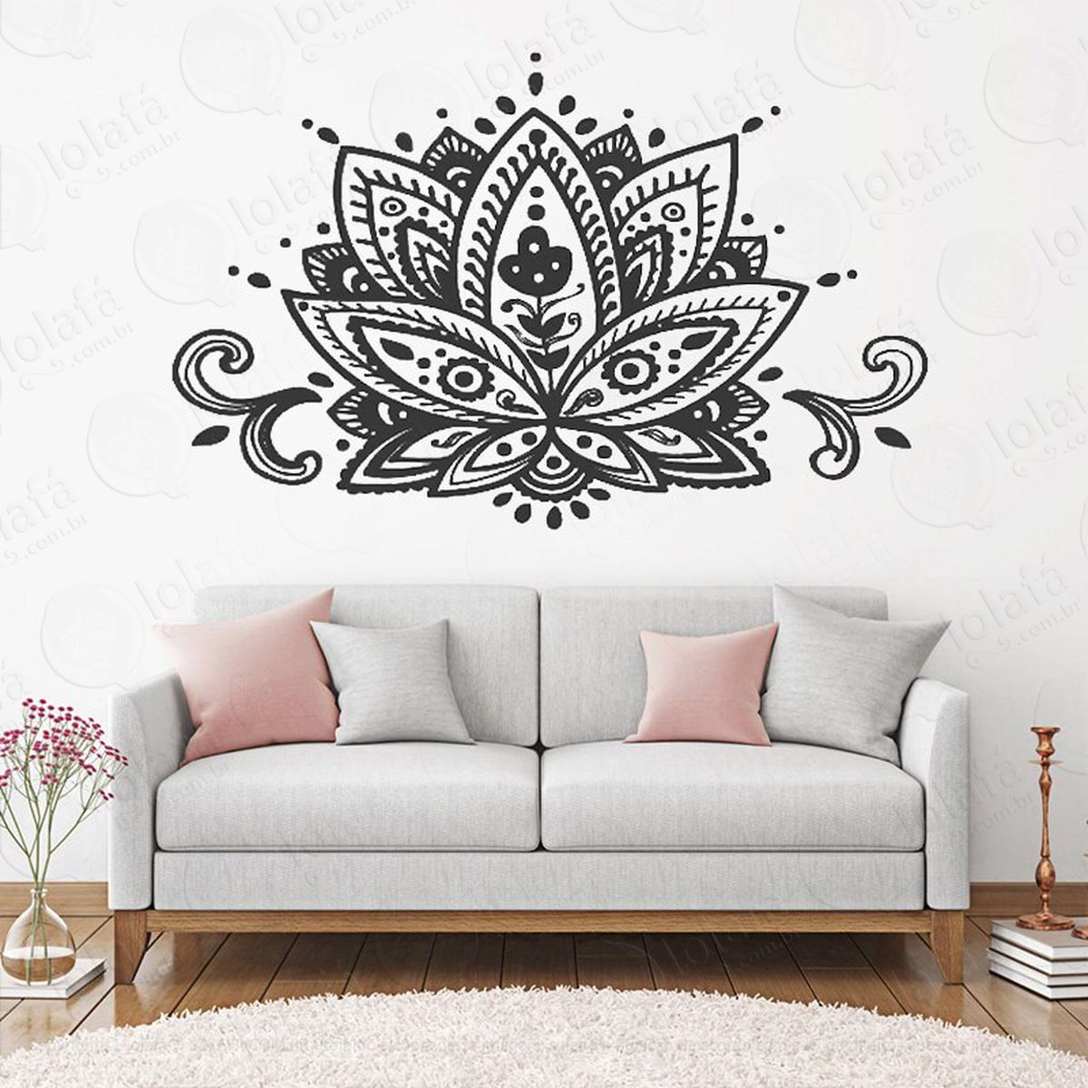 mandala flor de lótus para cultivar a felicidade adesivos de mandalas mod:218