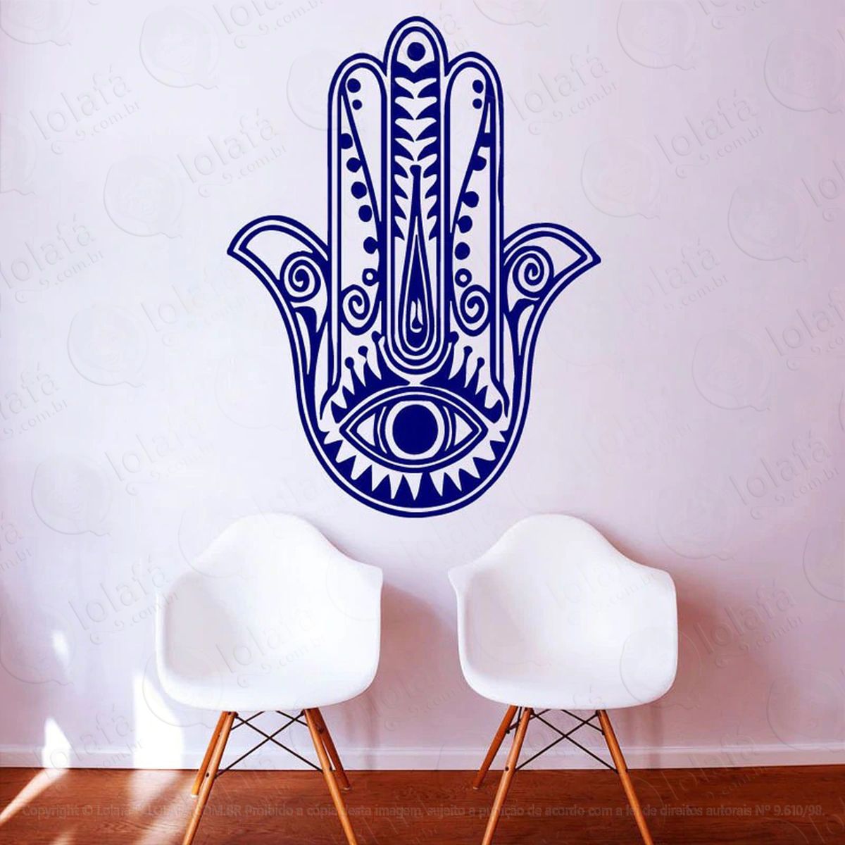 Mandala Mão de Hamsá para Proteção Adesivo de Parede Decorativo para Casa, Quarto, Sala e Vidro - Mod:392