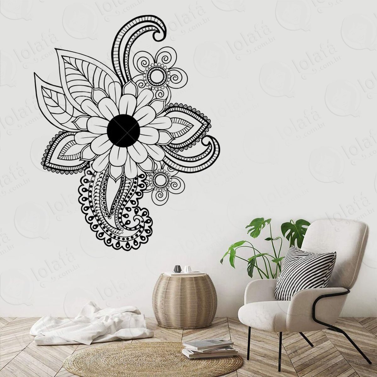 mandala floral para cultivar a alegria adesivos de mandalas mod:556