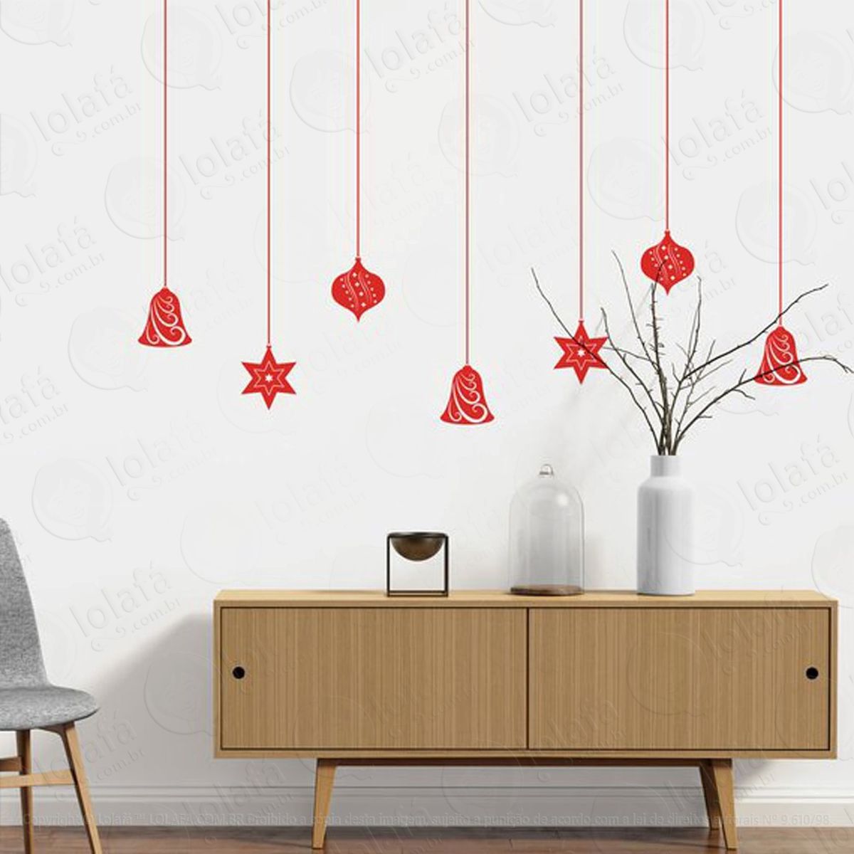 sinos e estrelas adesivos de natal mod:79