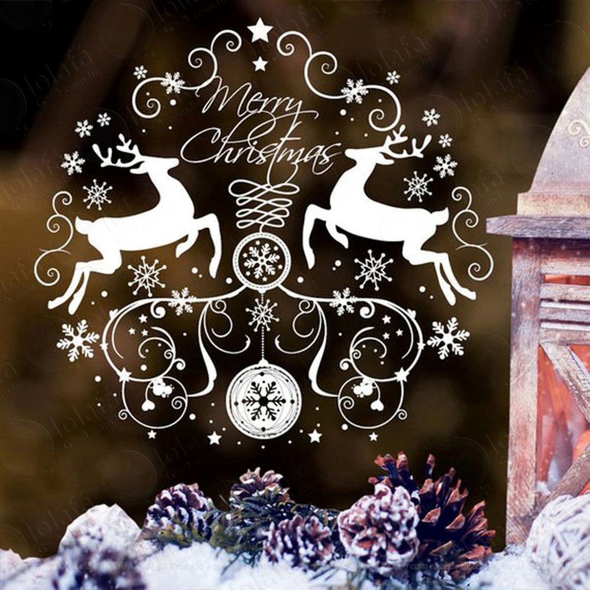 guirlanda e renas adesivos de natal mod:116