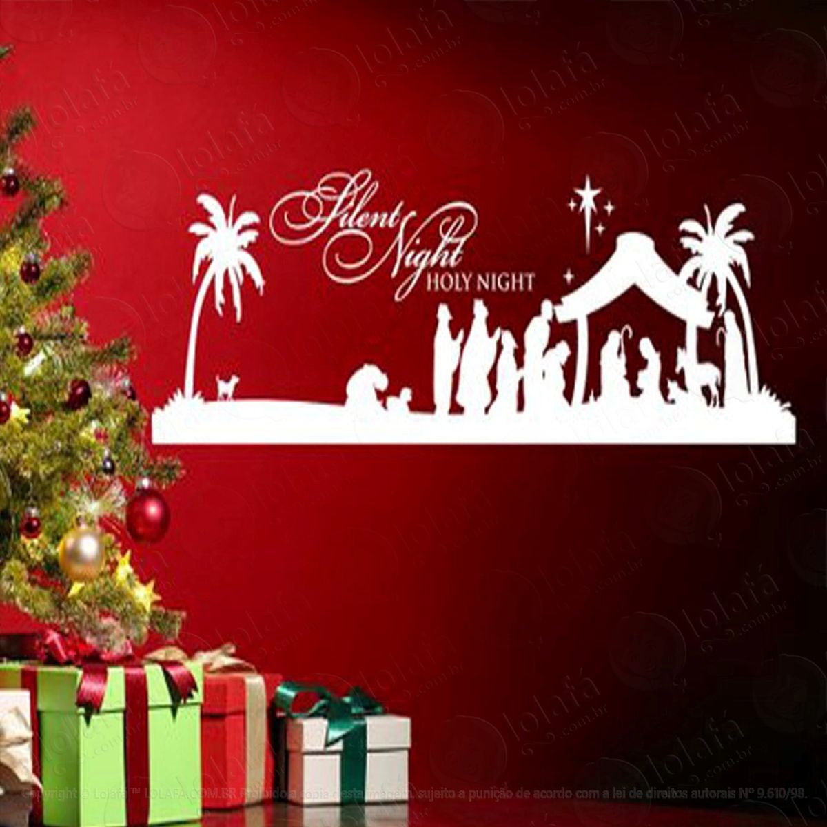 presépio e mensagem adesivos de natal mod:199