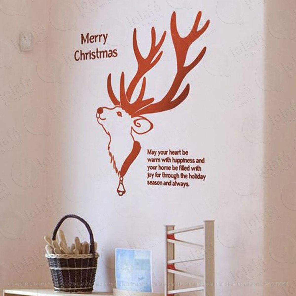 rena com mensagem adesivos de natal mod:207