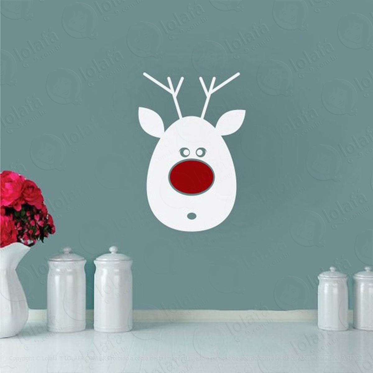 rudolph nariz vermelho adesivos de natal mod:240