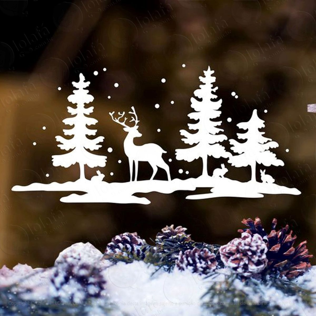 alce na floresta nevando adesivos de natal mod:262