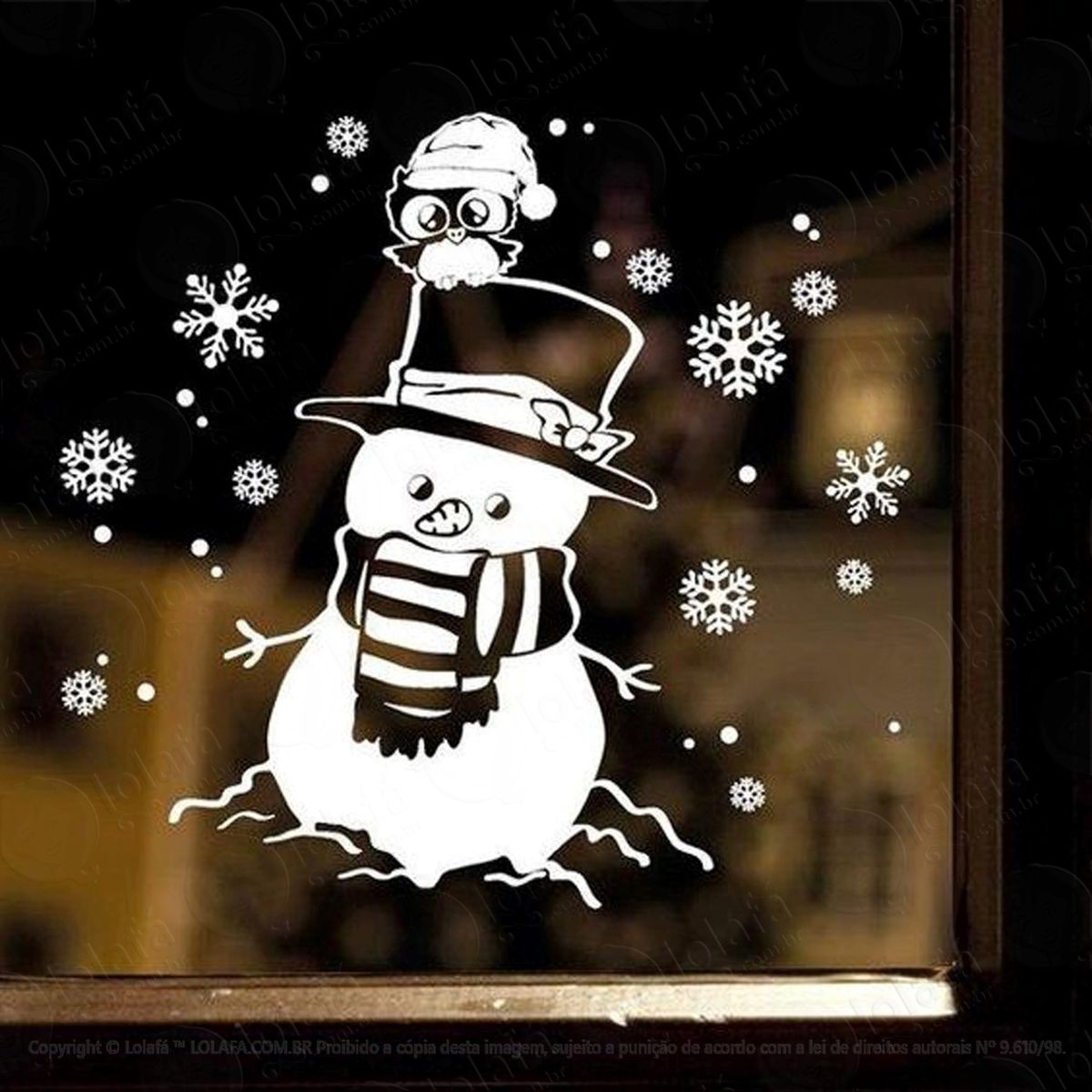 boneco de neve com coruja adesivos de natal mod:272