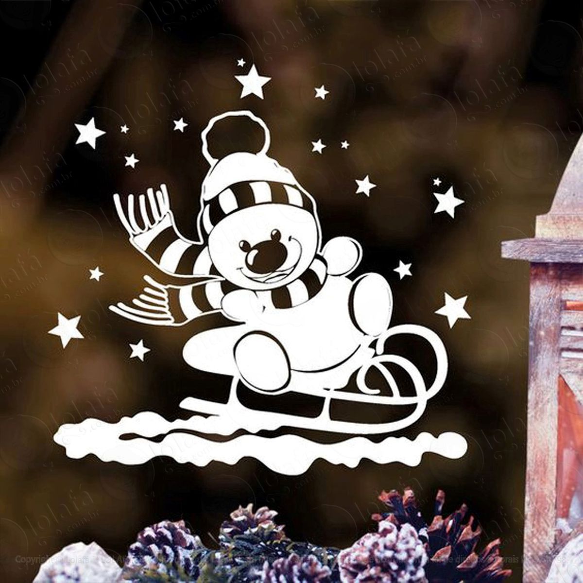 boneco de neve no trenó adesivos de natal mod:275