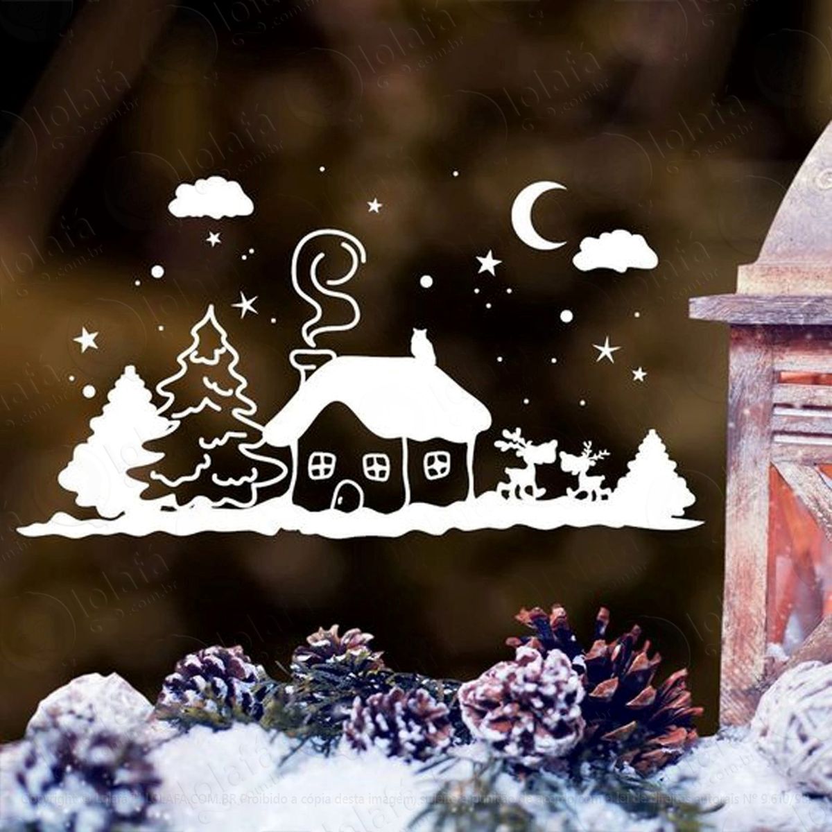 casinha de neve adesivos de natal mod:276