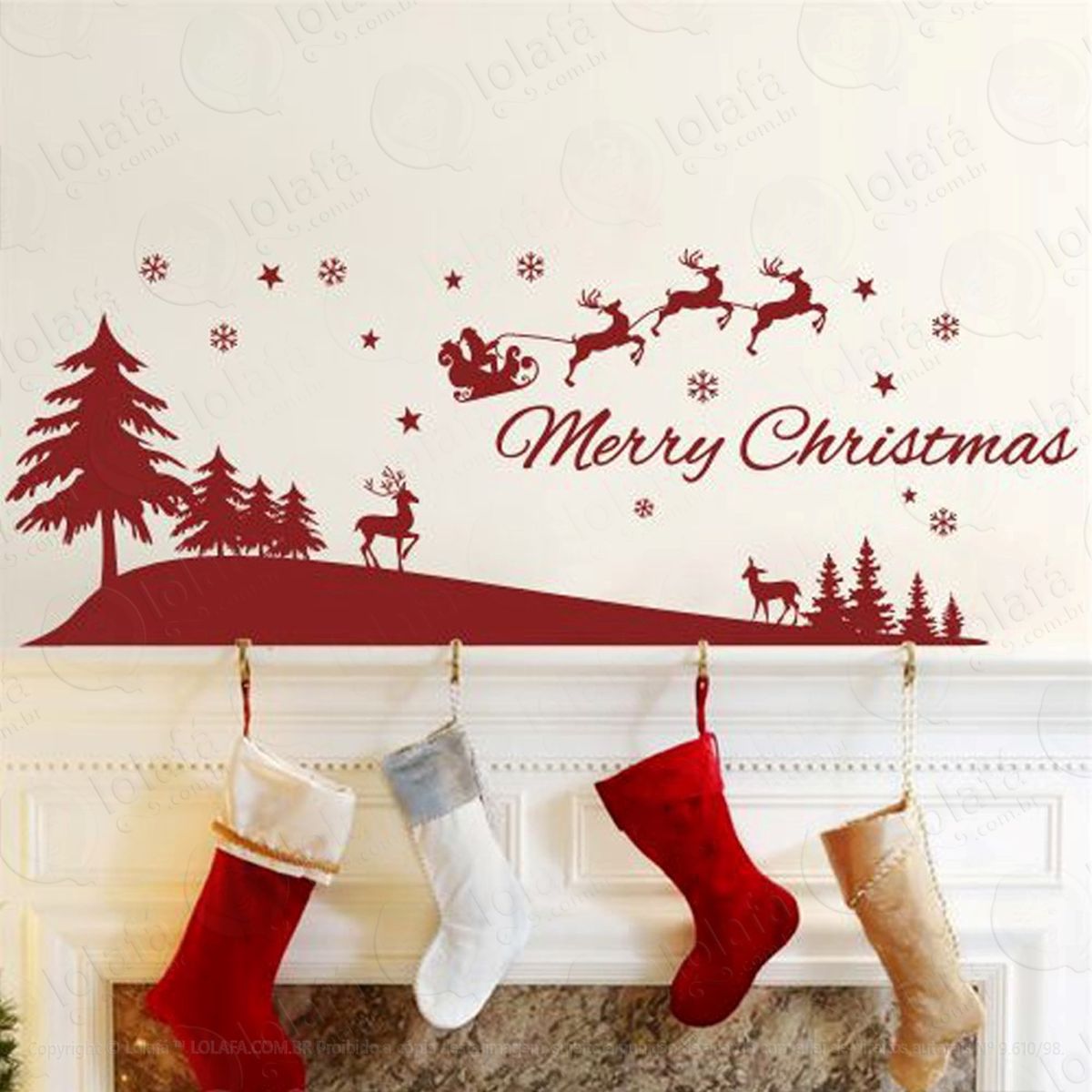 christmas trenó e Árvores adesivos de natal mod:285