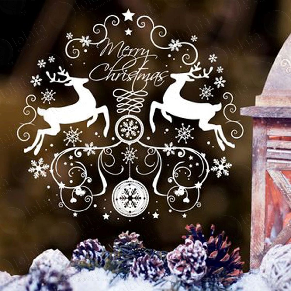 guirlanda e renas adesivos de natal mod:291