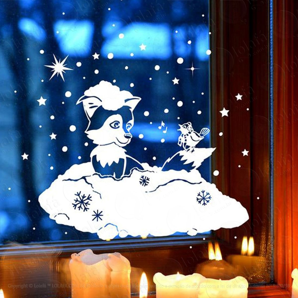 lobinho e neve adesivos de natal mod:293