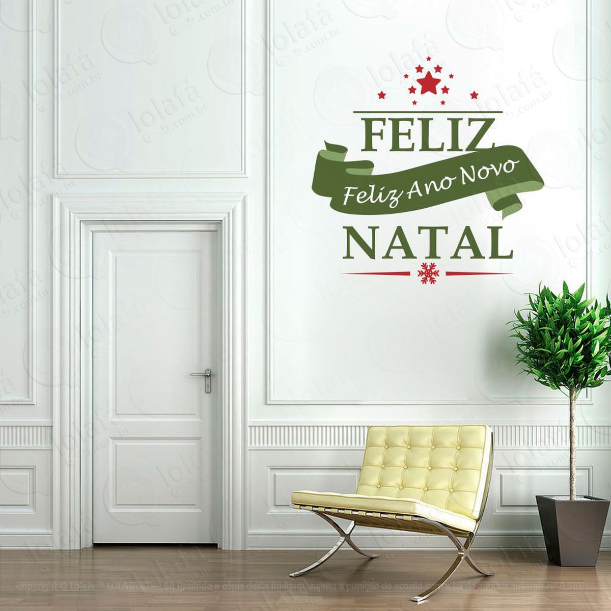 frase feliz natal e feliz ano novo adesivos de natal mod:324