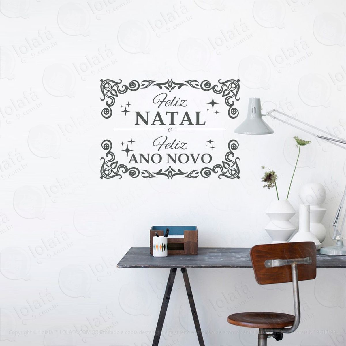 frase feliz natal e feliz ano novo adesivos de natal mod:326