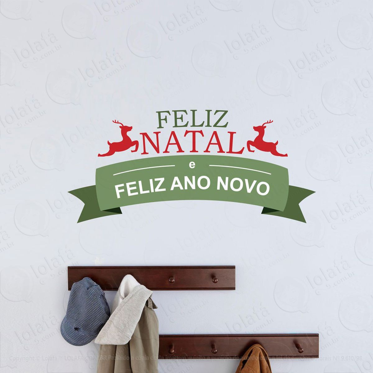 frase feliz natal e feliz ano novo adesivos de natal mod:328
