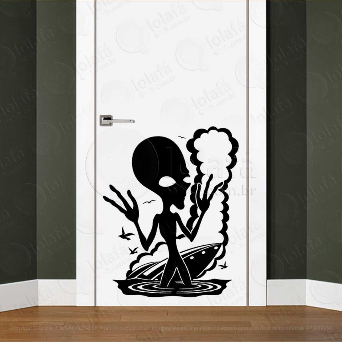 extraterrestre interestelar adesivo alienígena de parede para quarto, porta e vidro - mod:23