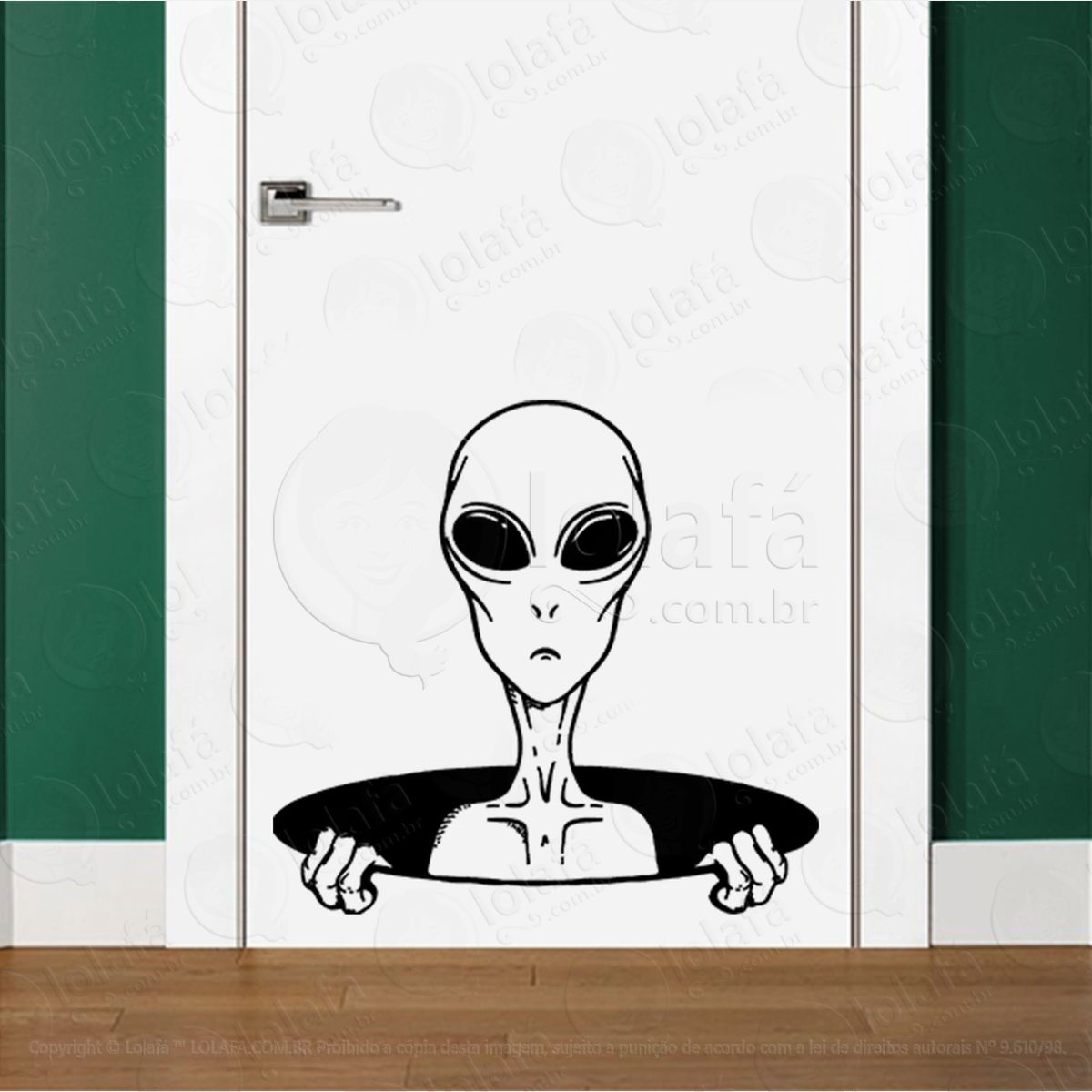 alienígena do hiperespaço adesivo alienígena de parede para quarto, porta e vidro - mod:25