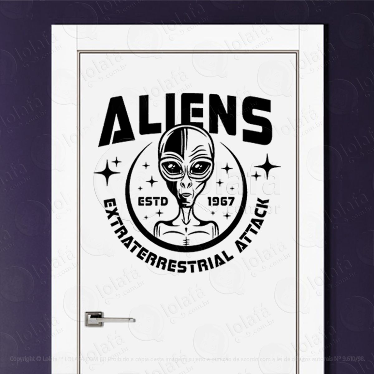 aliens ataque extraterrestre adesivo alienígena de parede para quarto, porta e vidro - mod:32