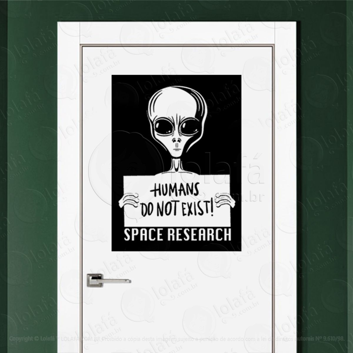 humanos não existem pesquisa espacial adesivo alienígena de parede para quarto, porta e vidro - mod:71