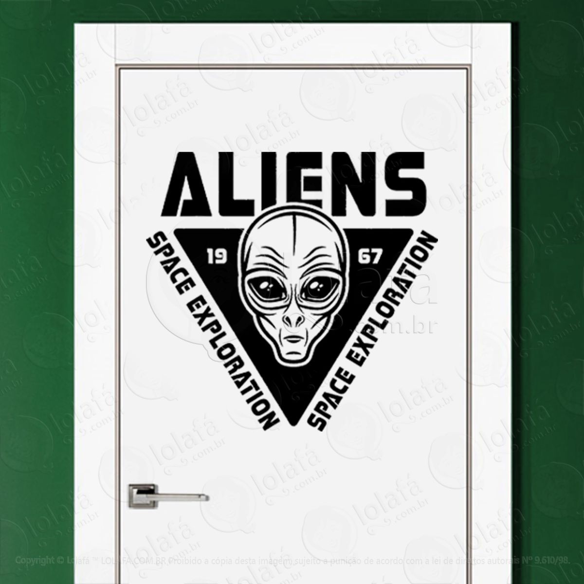 exploração espacial alienígena adesivo alienígena de parede para quarto, porta e vidro - mod:75