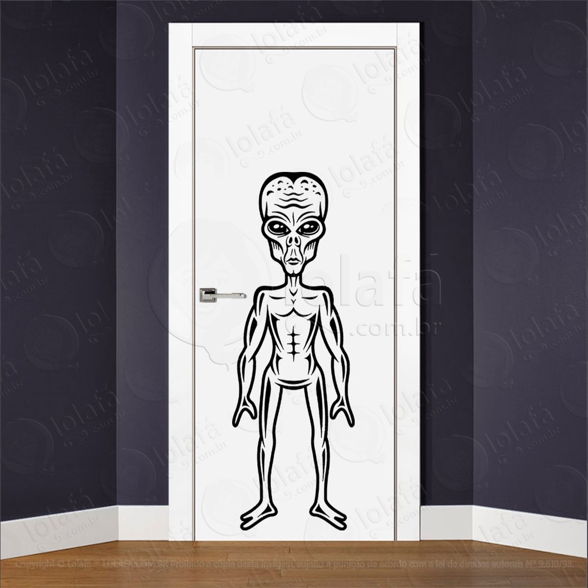 alien interplanetário adesivo alienígena de parede para quarto, porta e vidro - mod:94
