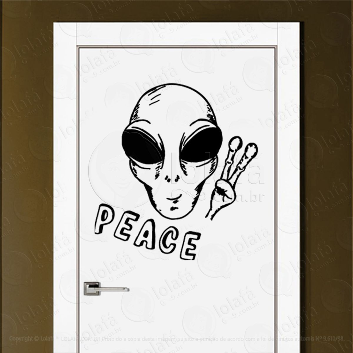 alienígena da paz adesivo alienígena de parede para quarto, porta e vidro - mod:106