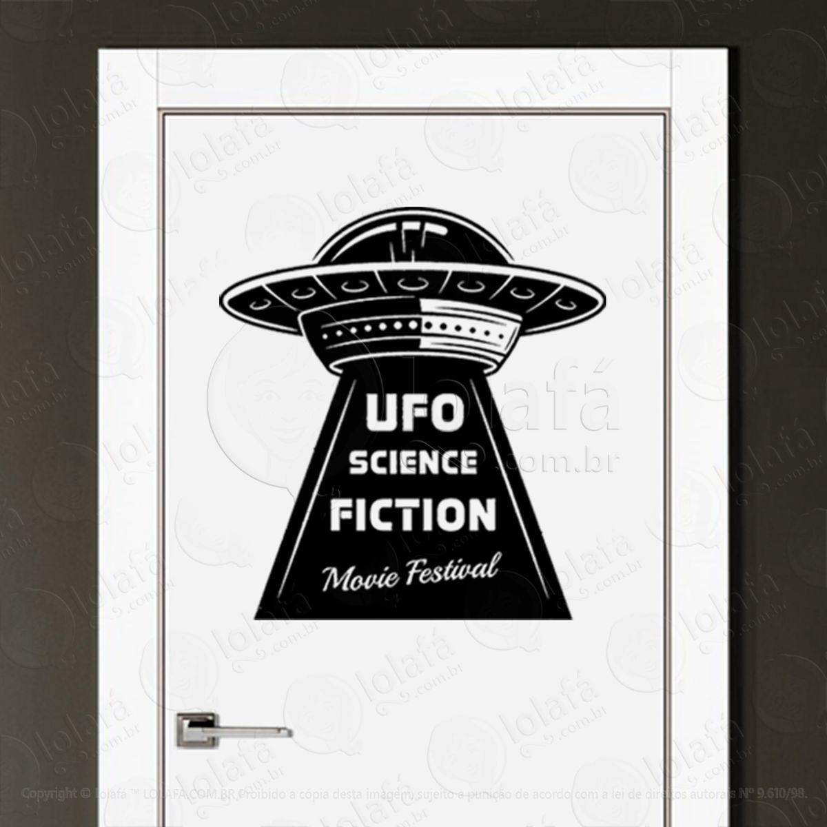 festival de cinema de ficção científica ufo adesivo alienígena de parede para quarto, porta e vidro - mod:122