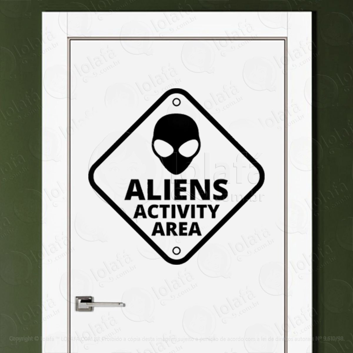 Área de atividade alienígena adesivo alienígena de parede para quarto, porta e vidro - mod:136
