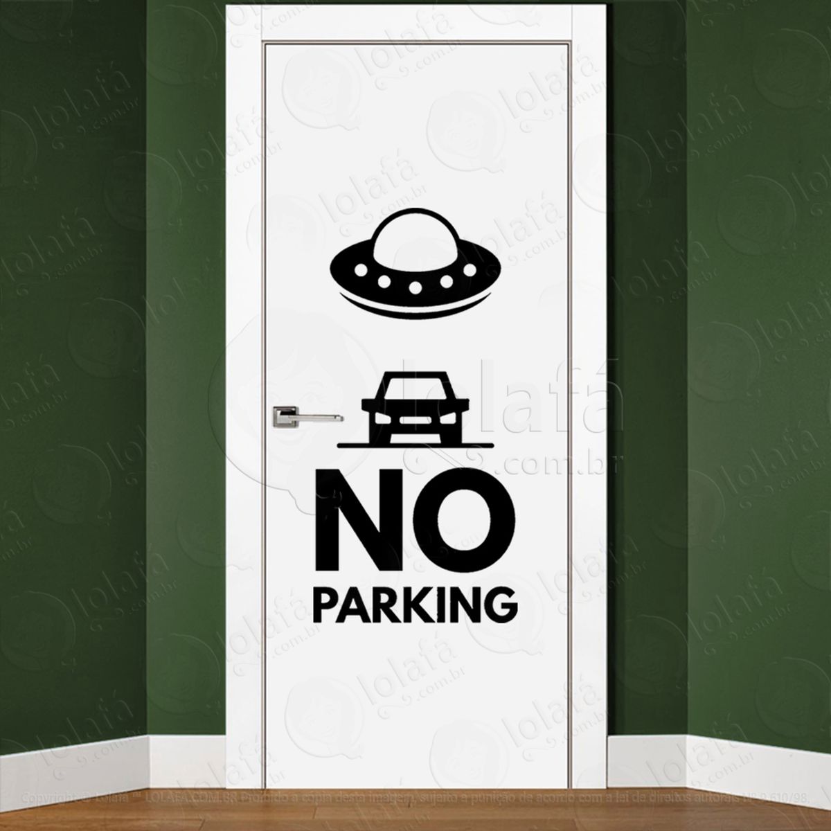 proibido estacionar adesivo alienígena de parede para quarto, porta e vidro - mod:137
